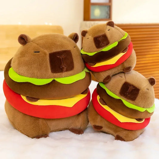 Neues süßes Hamburger Capybara-Plüschtier, Stofftier, Simulationstier, Puppe, weiches Kinderspielzeug, Geburtstagsgeschenk, Kawaii-Raumdekoration