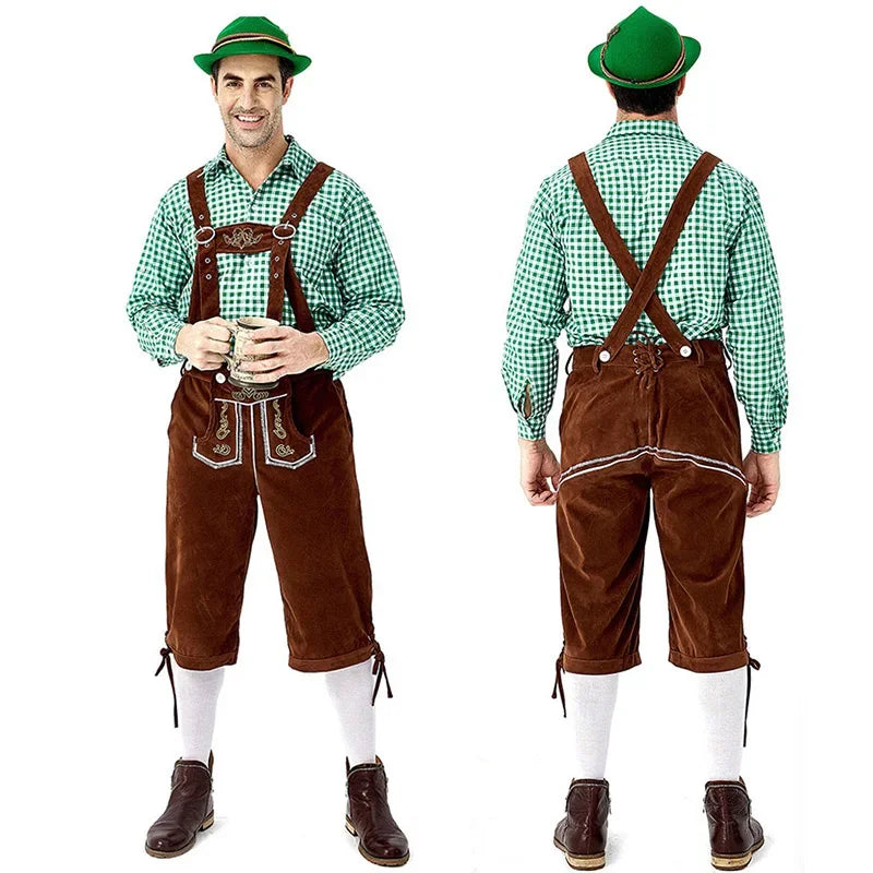 Männer Bayerisches Bier Männliches Hemd Strampler Shorts Set Cosplay Kostüm Deutsches Oktoberfest Kostüme Halloween Festival Party Outfit