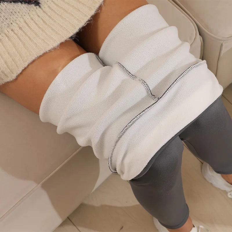 Ultradicke Leggings aus künstlichem Samt aus Lammkaschmir, dicke Winterhose mit hoher Taille und warmer Hose