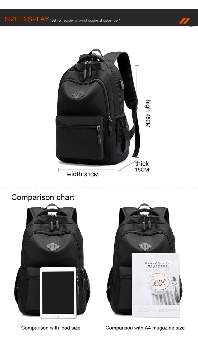 Solid Color Backpack Fashion Men Women Backpack High Capacity Schoolbags For Teenager Girls Boys Male Shoulder Bags