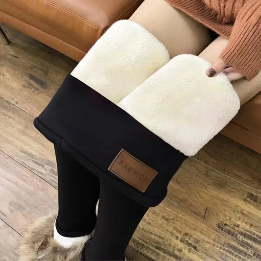 Ultradicke Leggings aus künstlichem Samt aus Lammkaschmir, dicke Winterhose mit hoher Taille und warmer Hose