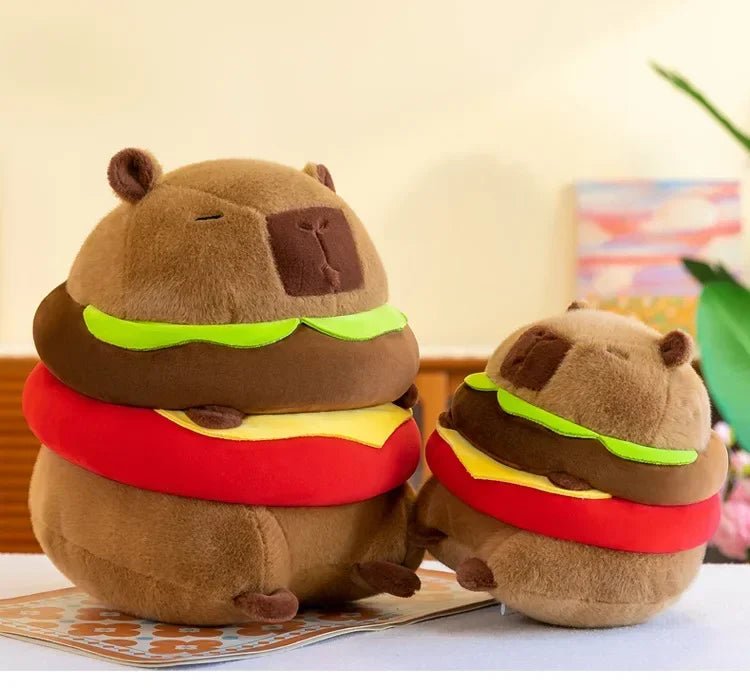Neues süßes Hamburger Capybara-Plüschtier, Stofftier, Simulationstier, Puppe, weiches Kinderspielzeug, Geburtstagsgeschenk, Kawaii-Raumdekoration