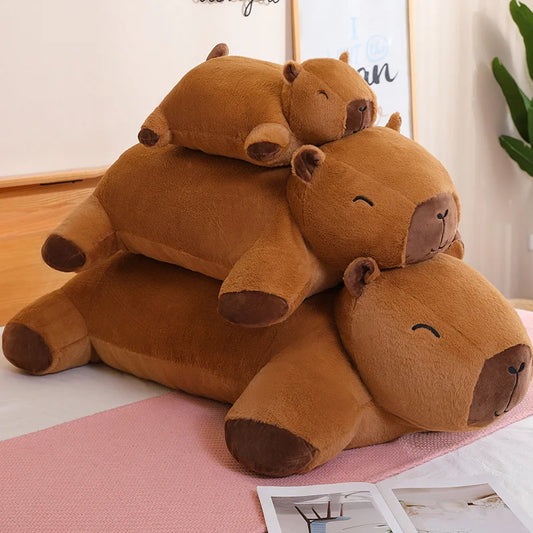 Riesige Kawaii Capybara Plüschpuppe Bodenmatte Hochwertiger Tierbrauner Capybara Plüschteppich Wohndekor Geschenk für Jungen und Mädchen