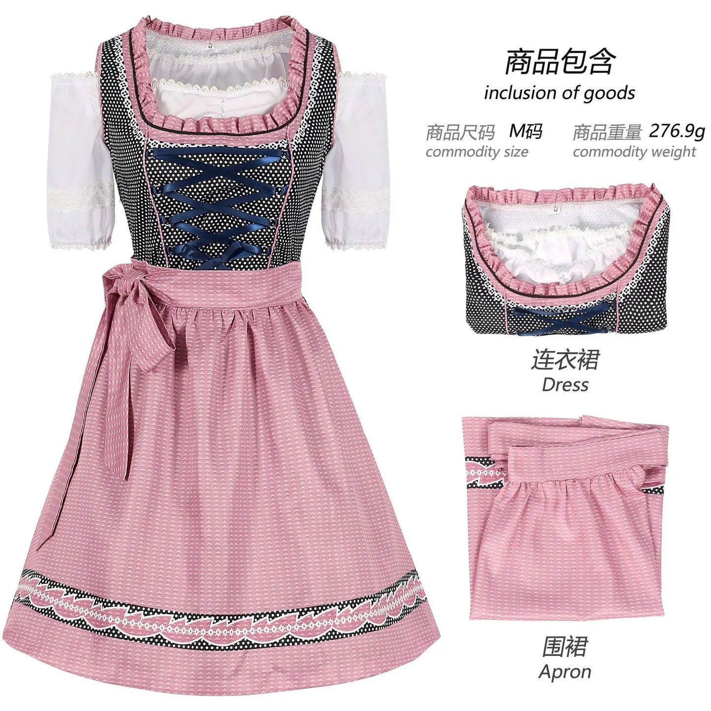 Rotes deutsches Oktoberfest-Trachtenkleid, Mädchen-Dirndlkleid, schulterfrei, Biermädchen-Kostüm, Halloween, Karneval, Cosplay, Partykleid