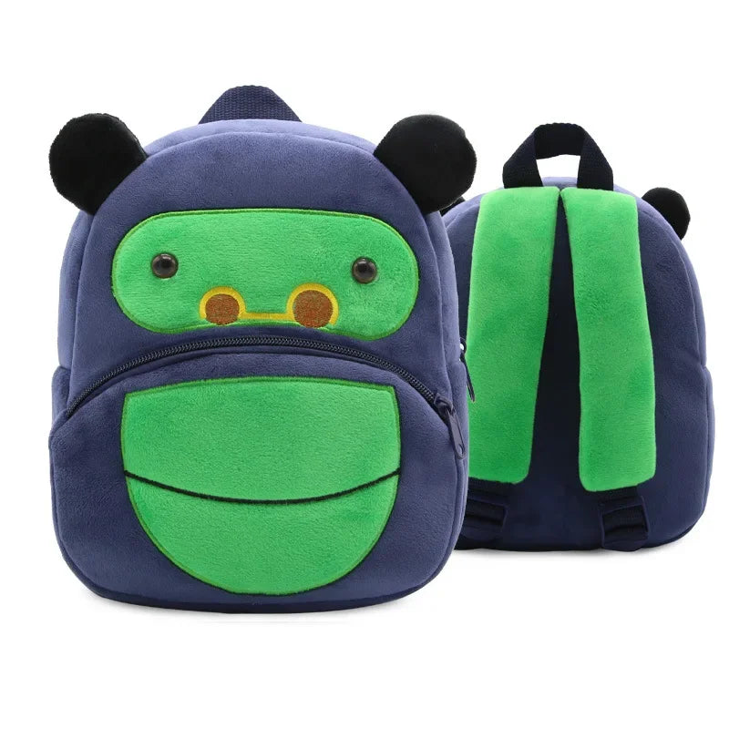 Cartoon Animal Kids Backpack Double Shoulder Plush Nursery Children Bag Customizable Printing Breathable Lightweight