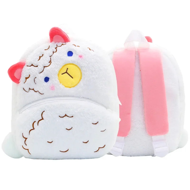 Cartoon Animal Kids Backpack Double Shoulder Plush Nursery Children Bag Customizable Printing Breathable Lightweight