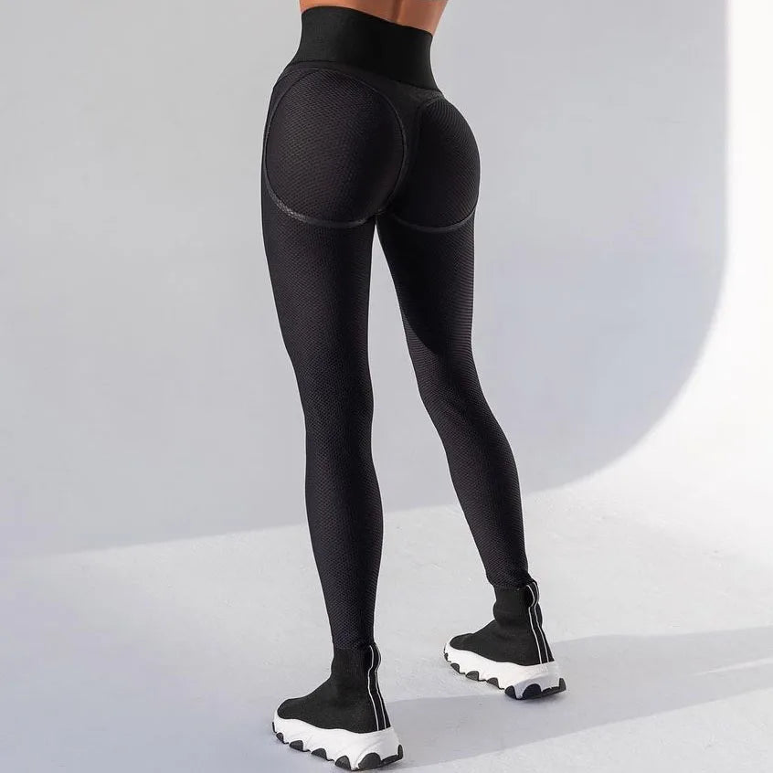 Damenhosen Gym Leggings Ultradünne Mesh-Design Yoga Sport Strumpfhosen Outdoor Jogging Fitness Hohe Taille Jogginghose