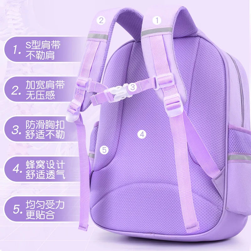 Kids Cute Backpack Big School Bags Students Large Capacity Lightweight Girls Children Kuromi Sanrio Melody Kawaii Cinnamoroll