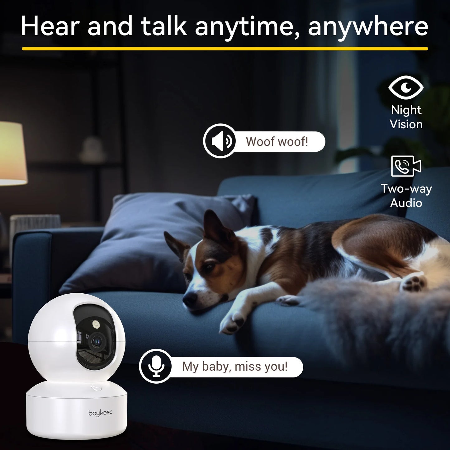 BoyKeep Smart Kamera 2K Sicherheitsschutz WLAN-Überwachung 5G/2,4 GHz Innenbereich Baby Nachtsicht 360° Schwenk- und Neigefunktion 2-Wege-Audio K30