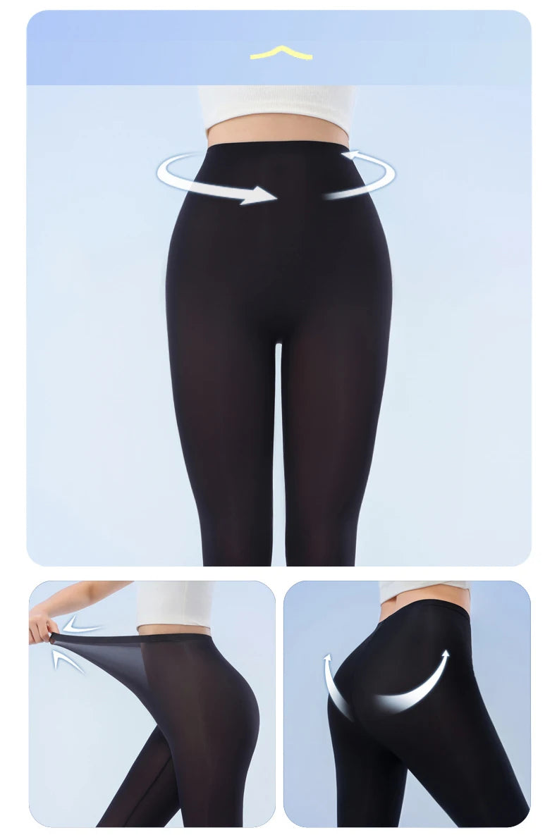 BIVIGAOS Sommer-Leggings mit ultradünner Haut und Sonnenschutz für Damen, hochelastisch, transparent, Gesichtsmaske, Unterwäsche, eng anliegend, sexy Sport-Leggings