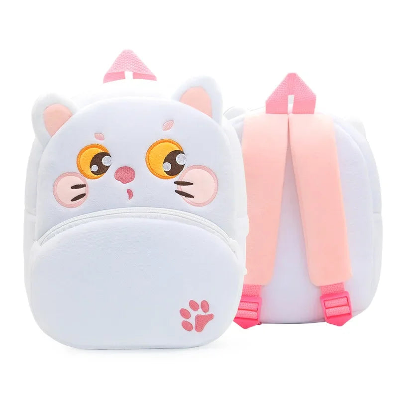 Cartoon Animal Kids Backpack Double Shoulder Plush Nursery Children Bag Customizable Printing Breathable Lightweight