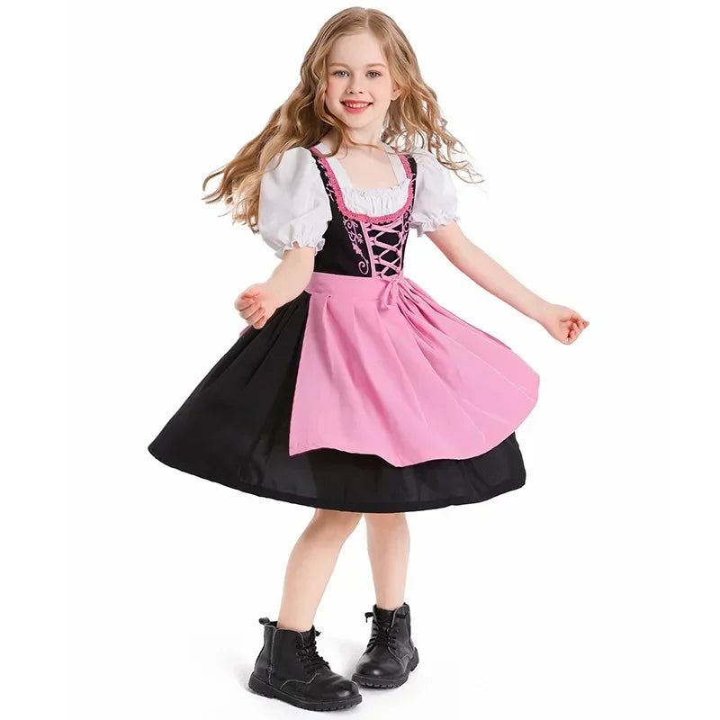Kind Deutsches Dirndlkleid Bierfest Dienstmädchenkleid Oktoberfest Mädchenkostüm Cosplay Kostüm Partykleid