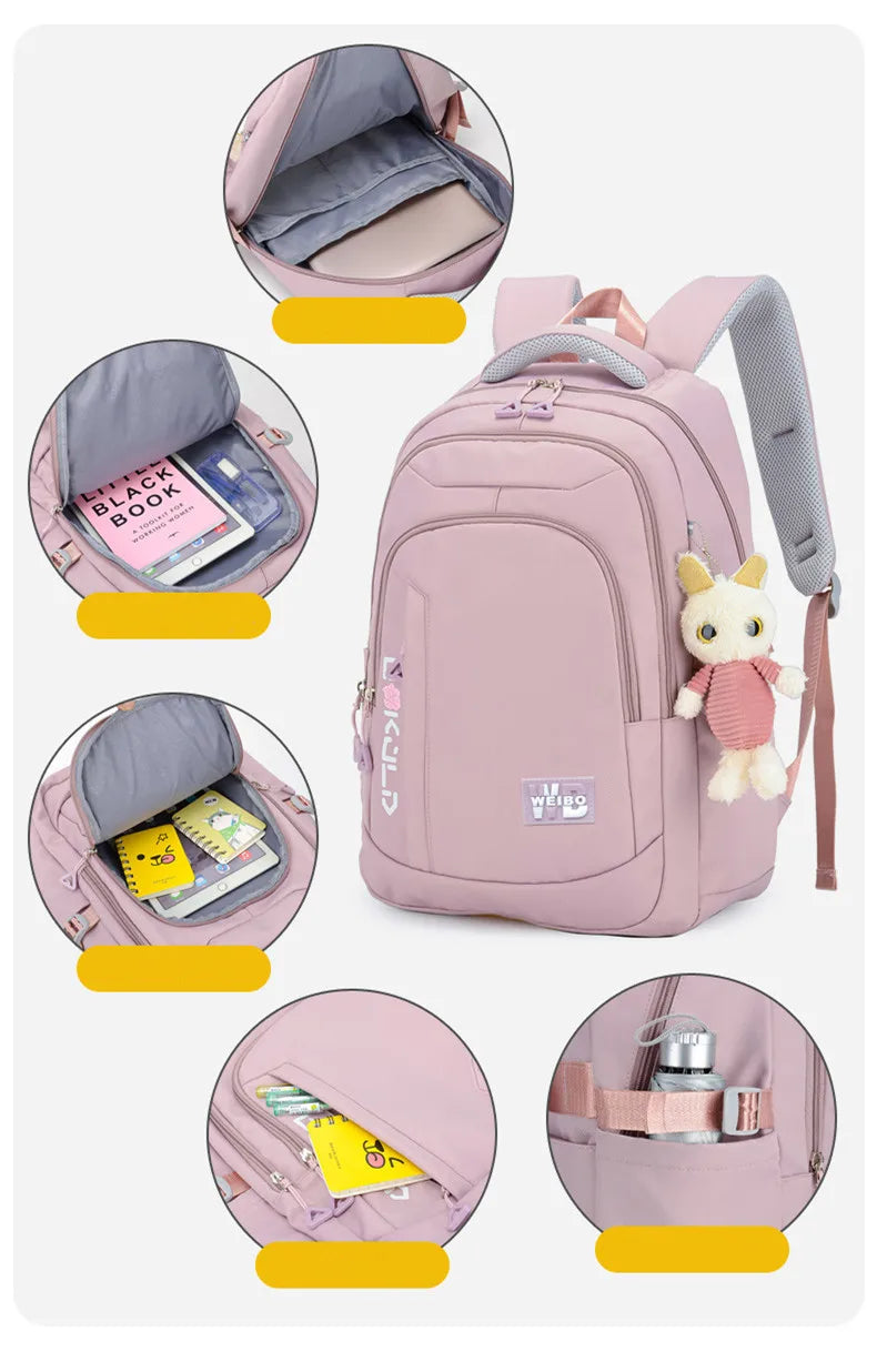 Girl School Bag Backpack Back Pack For Teenager Women Children Female Pink Schoolbag Primary High Bagpack Class Teens Child Kids