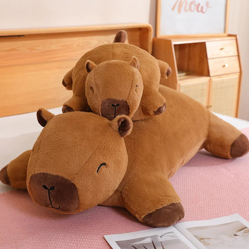 Riesige Kawaii Capybara Plüschpuppe Bodenmatte Hochwertiger Tierbrauner Capybara Plüschteppich Wohndekor Geschenk für Jungen und Mädchen