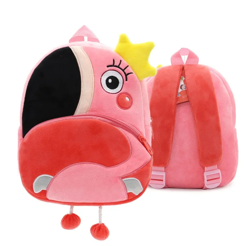 Cartoon Animal Kids Backpack Double Shoulder Plush Nursery Children Bag Customizable Printing Breathable Lightweight