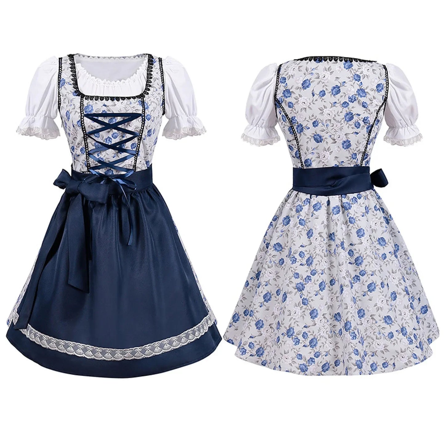 Oktoberfestkleid mit Schnürung und Schürze, traditionelle bayerische Bierkostüme, deutsche Dirndl-Partykleider
