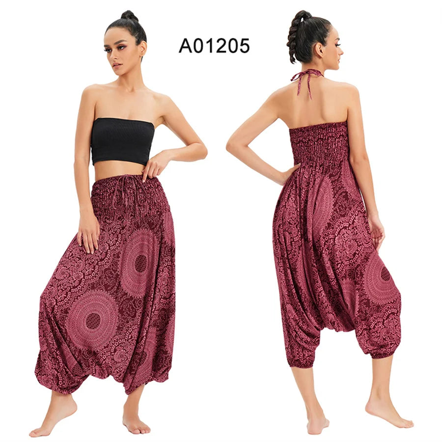 Bohemian Hosen Frauen Pantalones Mujer Hippie Hohe Taille Rayon Harem Baggy Boho Yoga Strand Tragen Gießen Femme Calca Feminina Gedruckt
