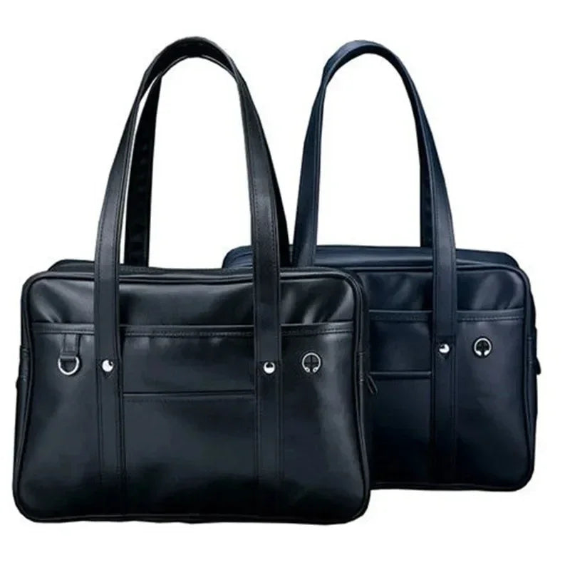 Schoolbag PU Leather Wide Application Japanese Handbag Large Capacity Waterproof