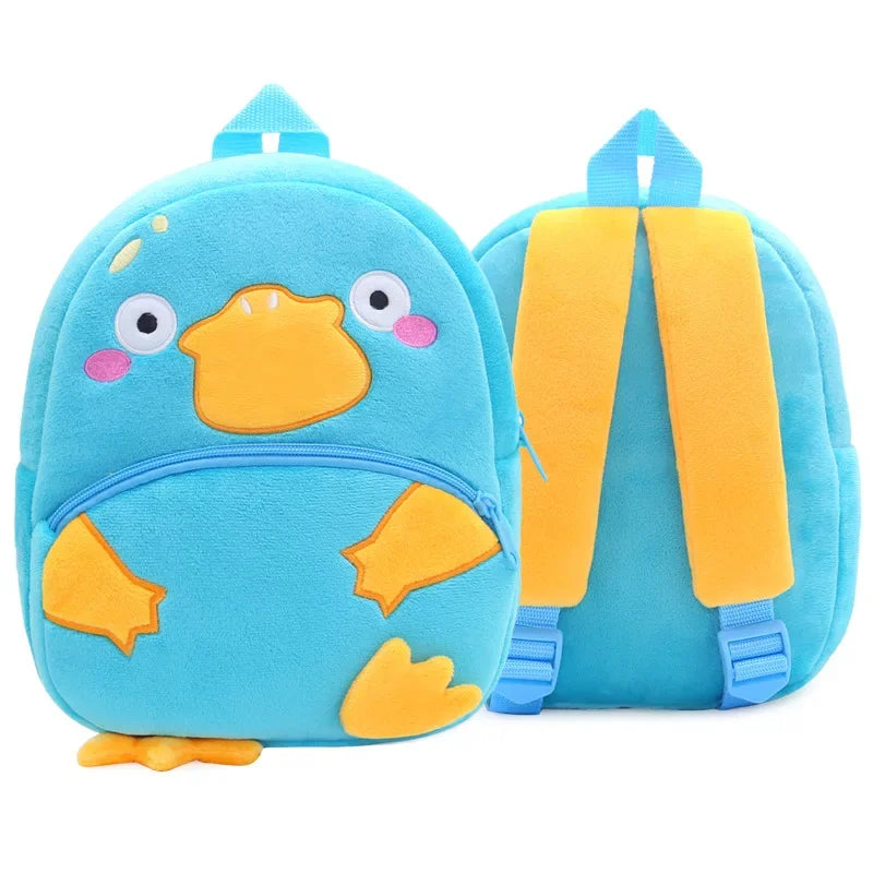 Cartoon Animal Kids Backpack Double Shoulder Plush Nursery Children Bag Customizable Printing Breathable Lightweight