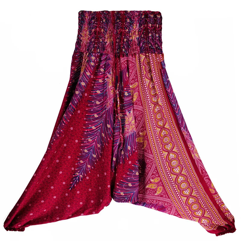 Bohemian Hosen Frauen Pantalones Mujer Hippie Hohe Taille Rayon Harem Baggy Boho Yoga Strand Tragen Gießen Femme Calca Feminina Gedruckt