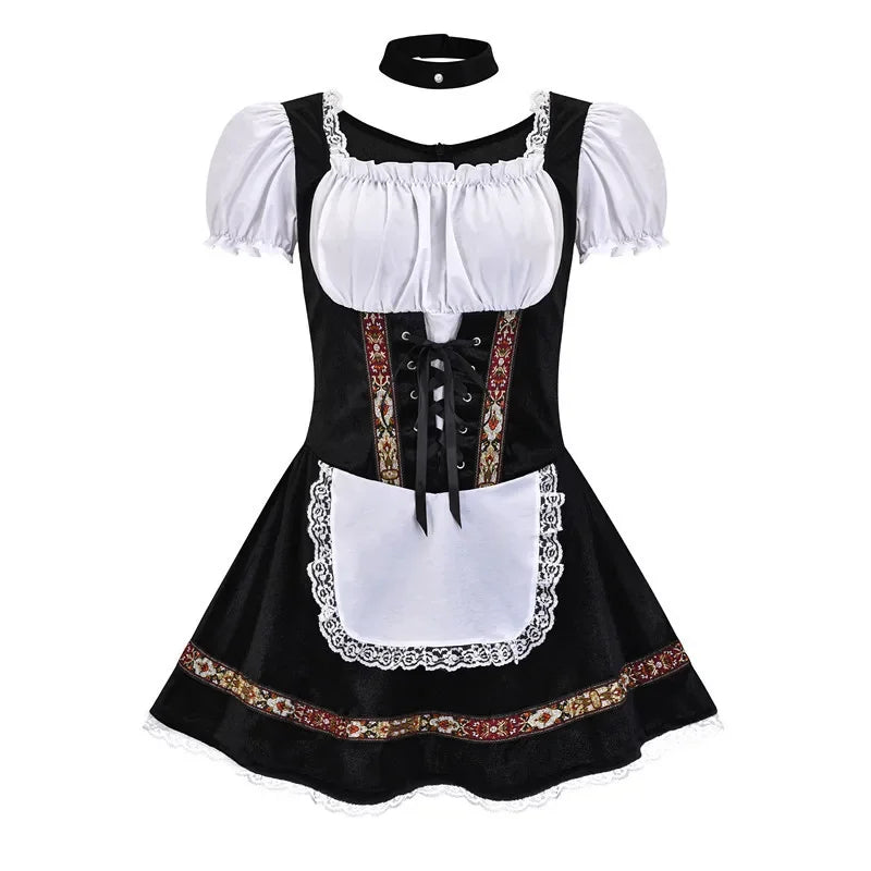 Oktoberfest-Kostüm für Damen, bayerisches deutsches Bierfest, Kellnerin, Dienstmädchen-Outfit, Cosplay, Karneval, Halloween, ausgefallenes Partykleid