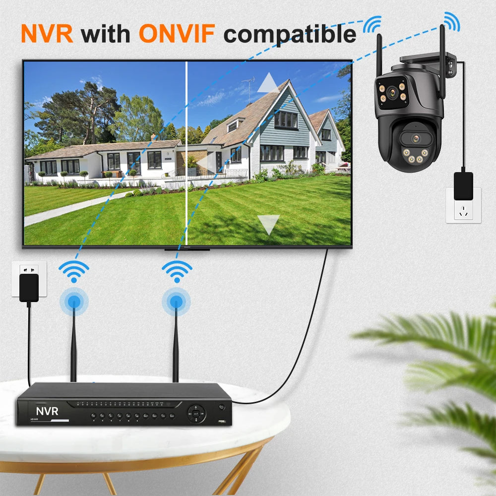4K 8MP PTZ WIFI-Kamera Dual Lens Dual Screen IP-Kamera Outdoor 4MP HD Auto Tracking Sicherheitsschutz CCTV-Überwachung iCSee