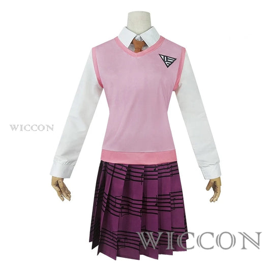 Anime Dangaronpa Kaede Akamatsu Cosplay Kostum Tank Top Kurzer Rock Faltenrock JK Schuluniform Halloween Party Set