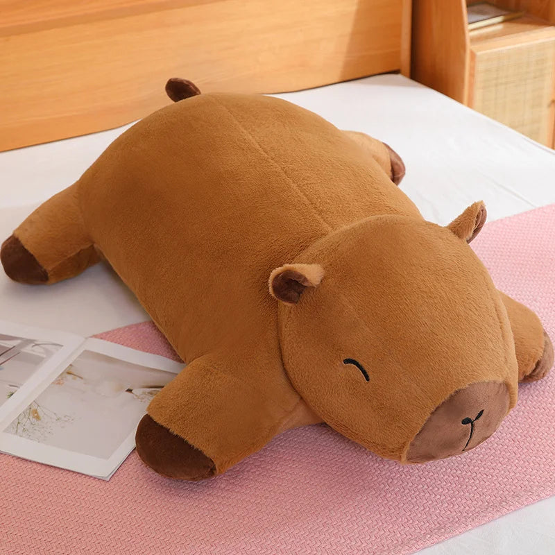Riesige Kawaii Capybara Plüschpuppe Bodenmatte Hochwertiger Tierbrauner Capybara Plüschteppich Wohndekor Geschenk für Jungen und Mädchen