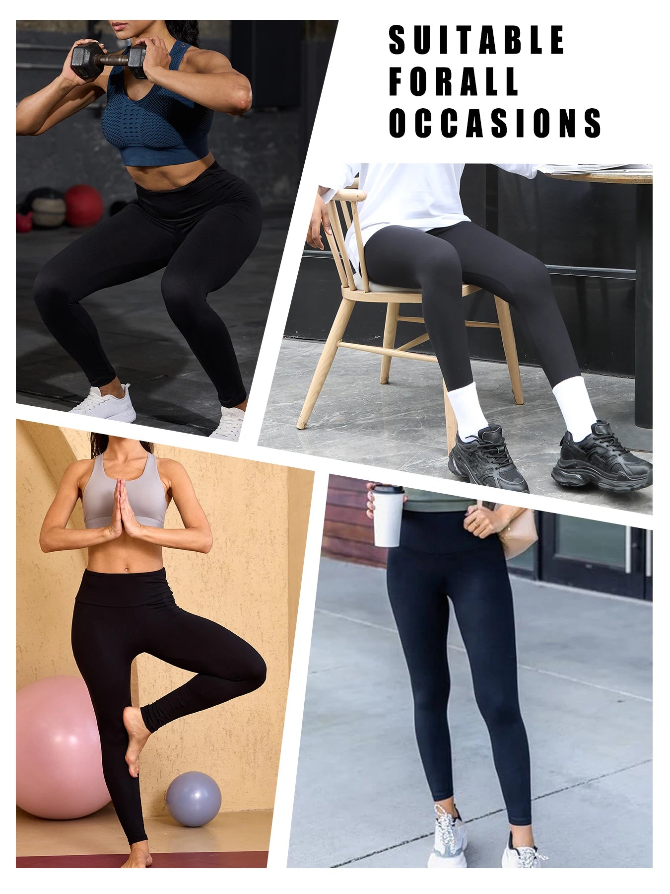 5er-Pack superweiche Damen-Leggings mit hoher Taille, Bauchkontrolle, nicht durchsichtig, für Workout, Yoga, Laufen, Sport, Push-Up, Fitnessstudio, Fitness