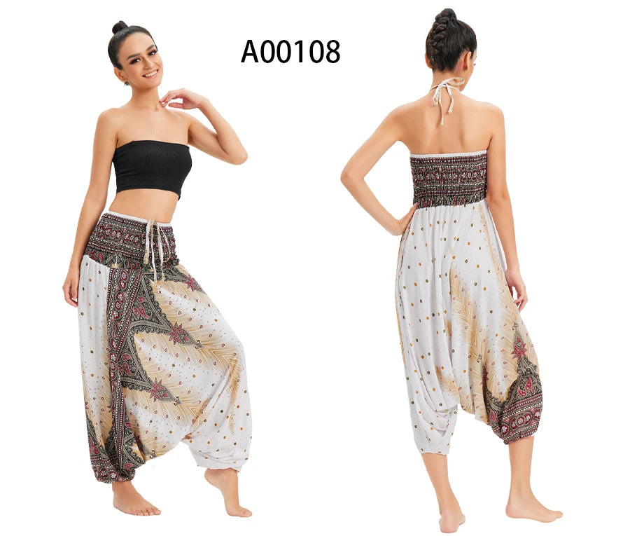 Bohemian Hosen Frauen Pantalones Mujer Hippie Hohe Taille Rayon Harem Baggy Boho Yoga Strand Tragen Gießen Femme Calca Feminina Gedruckt