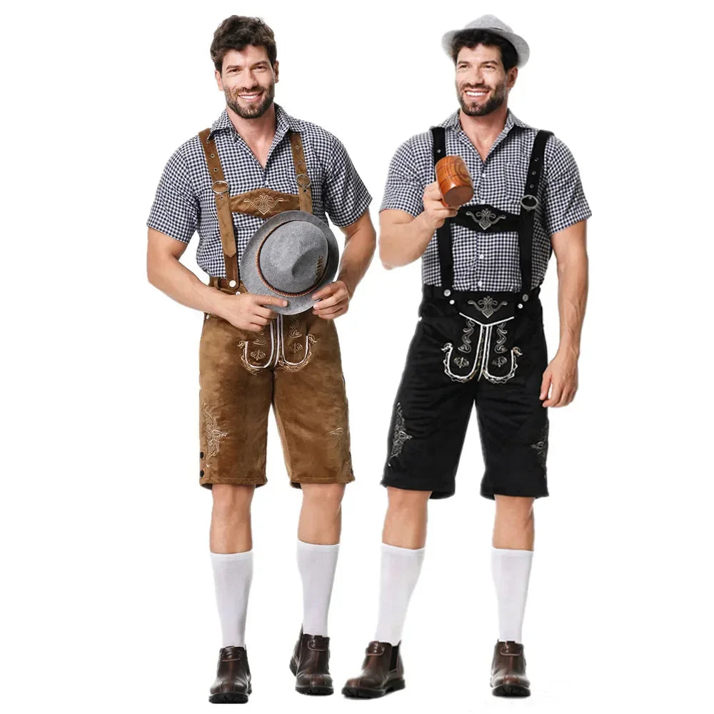Mann Karneval Oktoberfest Kostüm Top Halfter Lederhosen Hut Bayerischer Barkeeper Halloween Cosplay Phantasie Partykleid