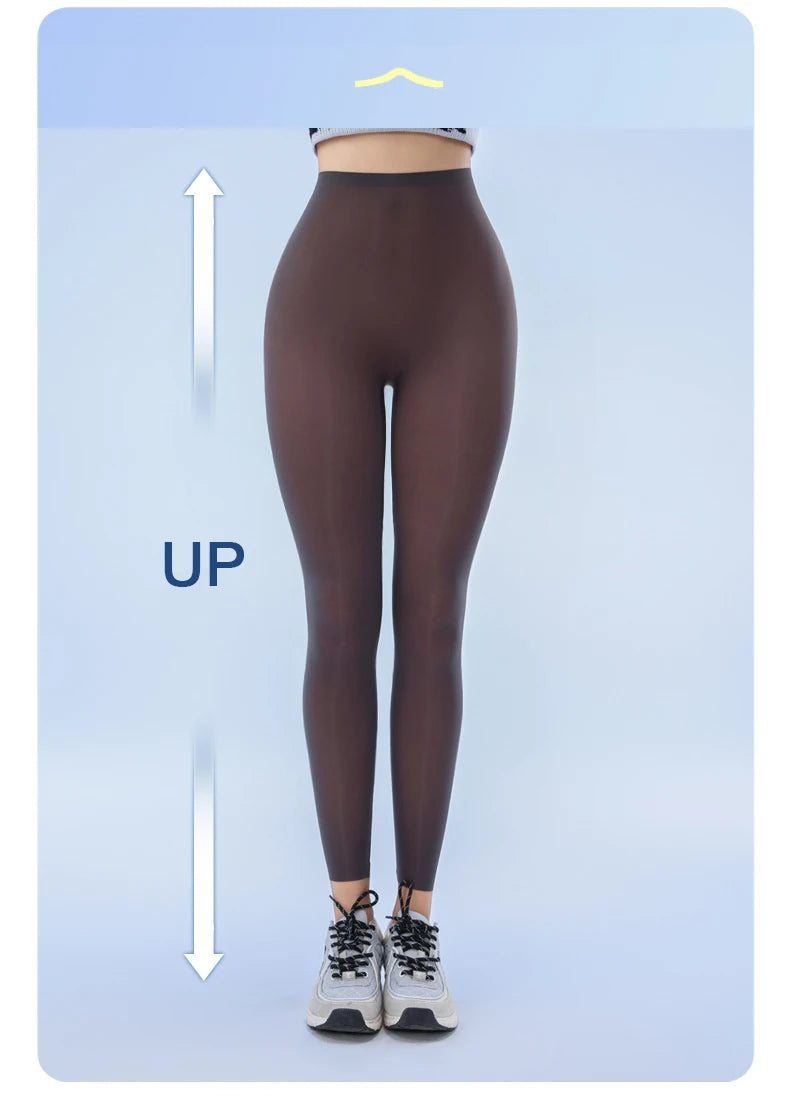BIVIGAOS Sommer-Leggings mit ultradünner Haut und Sonnenschutz für Damen, hochelastisch, transparent, Gesichtsmaske, Unterwäsche, eng anliegend, sexy Sport-Leggings