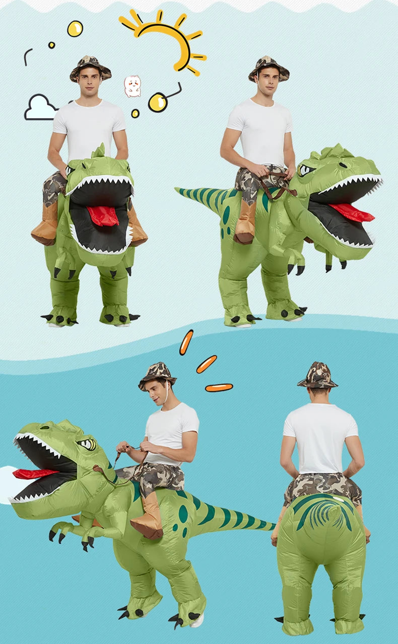 Tier Cartoon Reiten T-Rex Aufblasbares Kostüm Kindergarten Kinder Dinosaurier Rollenspiel Erwachsene Kinder Jagdspiel Geburtstagsgeschenk