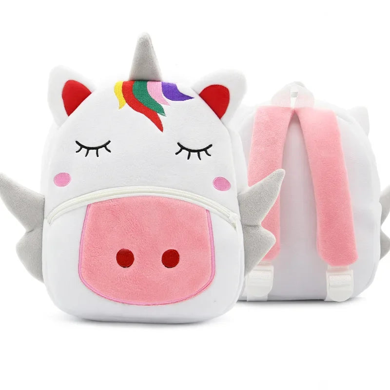 Cartoon Animal Kids Backpack Double Shoulder Plush Nursery Children Bag Customizable Printing Breathable Lightweight