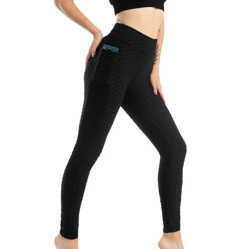 Frauen Mode Tasche Blase Hosen Stretchy Schlank Leggings Gym Laufen Radfahren Fitness Hosen Hohe Taille Hip Lift Leggings Weibliche