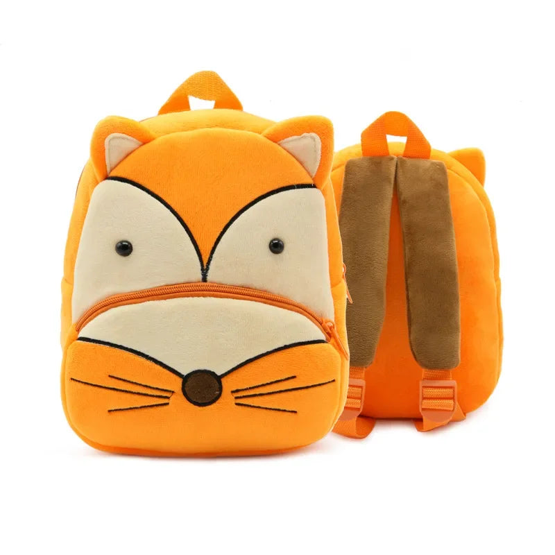 Cartoon Animal Kids Backpack Double Shoulder Plush Nursery Children Bag Customizable Printing Breathable Lightweight