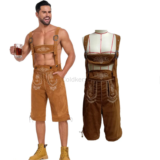 Herren Lederhosen Kostüm Deutsches Trachtenoutfit mit Hosenträgern für das Münchner Oktoberfest und Cosplay-Overall