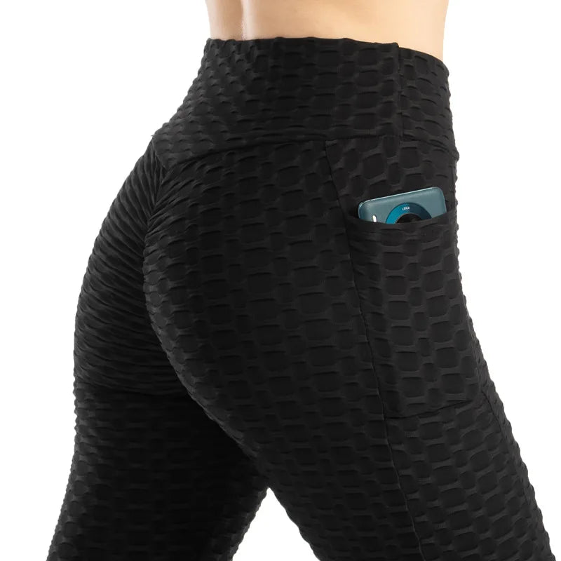 Frauen Mode Tasche Blase Hosen Stretchy Schlank Leggings Gym Laufen Radfahren Fitness Hosen Hohe Taille Hip Lift Leggings Weibliche
