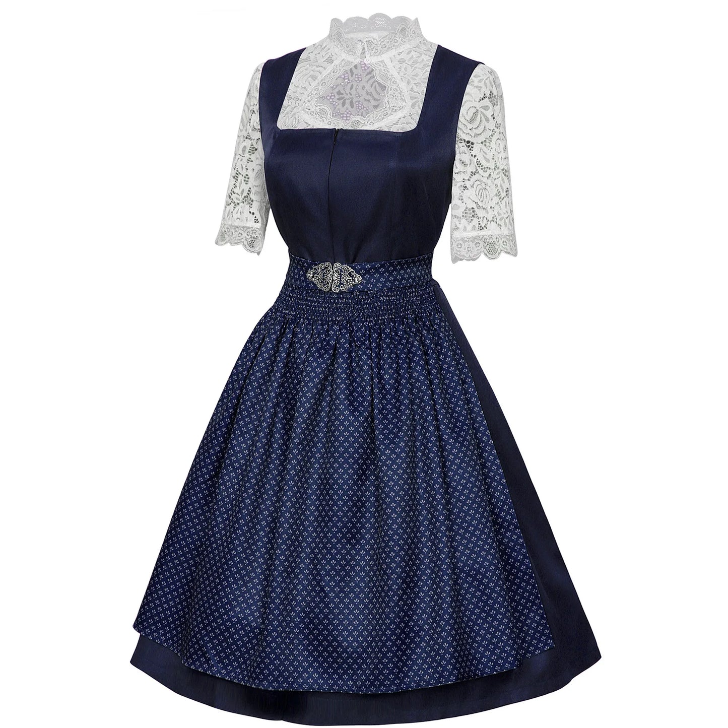 2025 Cosplay Kleid für Frauen Midi Rot Kostüm Kleid Oktoberfest Bier Maid Frauen Dirndl Kleid mit Spitze Schürze Mode Halloween