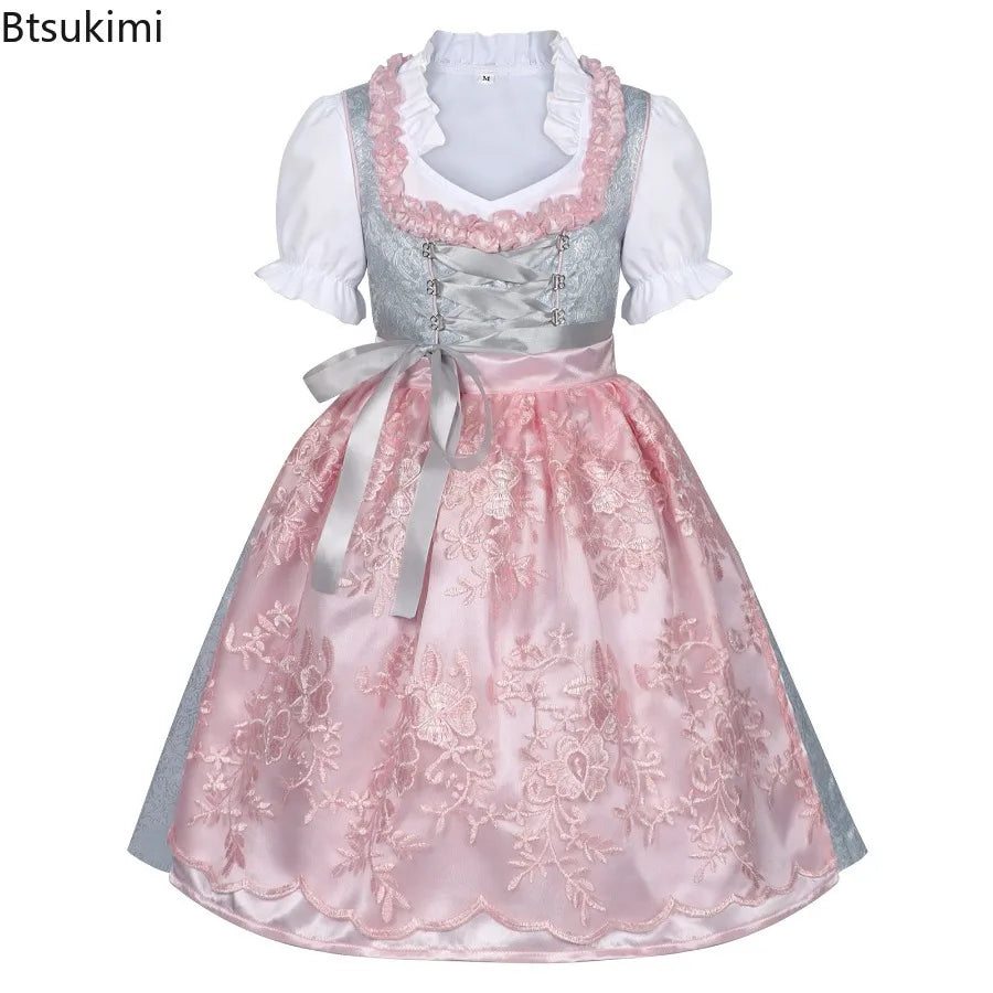 Neu 2025 Sommer Bayerische Oktoberfest Kostüme Dirndl Kleider Mädchen Spitze Kalte Schulter Kleid Bayerische Deutsche Bier Mädchen Kostüm