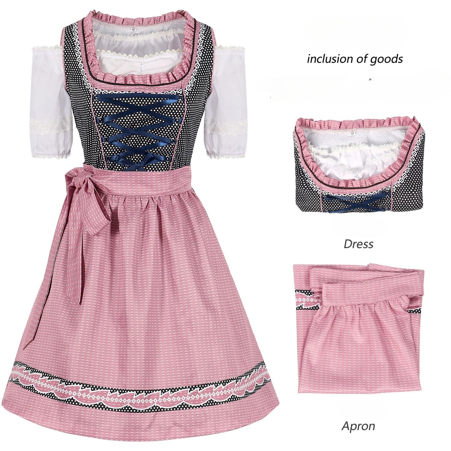 Rotes deutsches Oktoberfest-Trachtenkleid, Mädchen-Dirndlkleid, schulterfrei, Biermädchen-Kostüm, Halloween, Karneval, Cosplay, Partykleid