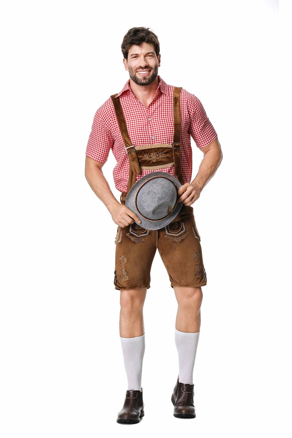 Bayerisches Oktoberfest Deutsches Bierkostüm Männliches Oktoberfest Lederhosenkostüm Bierhemd Hosenträgershorts Hut Cosplay Kostüme