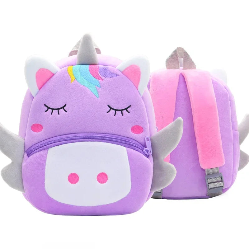 Cartoon Animal Kids Backpack Double Shoulder Plush Nursery Children Bag Customizable Printing Breathable Lightweight