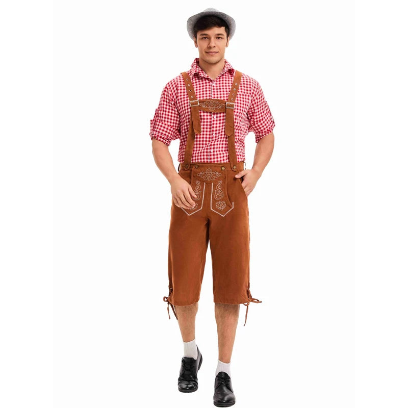 Mann Oktoberfest Kostüm Bayerische Lederhosen Bierfest Clubwear Kellner Outfit Cosplay Karneval Phantasie Party Kleid