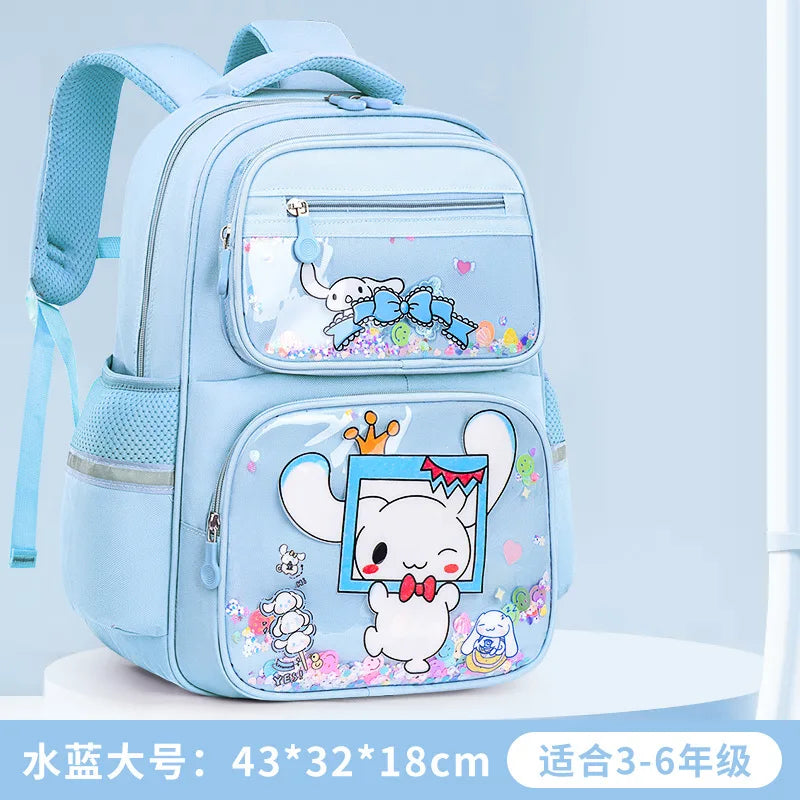 Kids Cute Backpack Big School Bags Students Large Capacity Lightweight Girls Children Kuromi Sanrio Melody Kawaii Cinnamoroll