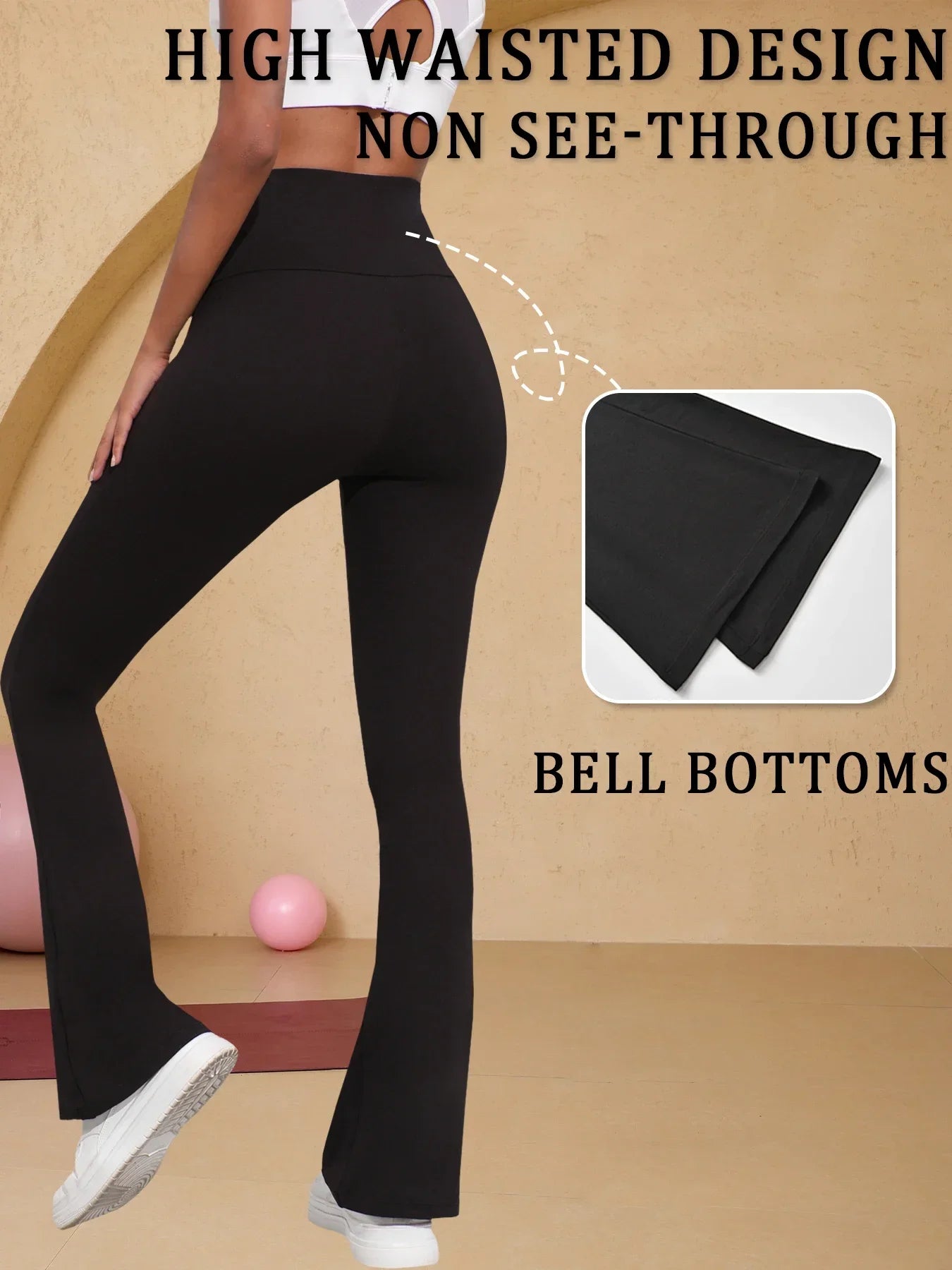 5er-Pack superweiche Schlaghosen für Damen, hohe Taille, Bauchkontrolle, Workout, Yoga, Push-Up, Fitnessstudio, Fitness-Leggings, Schlaghosen