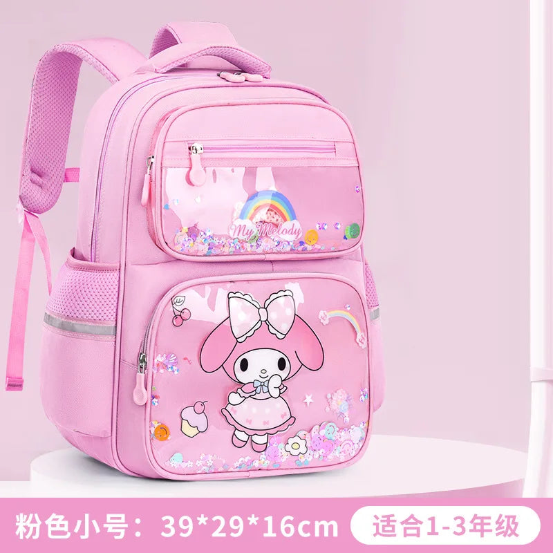 Kids Cute Backpack Big School Bags Students Large Capacity Lightweight Girls Children Kuromi Sanrio Melody Kawaii Cinnamoroll