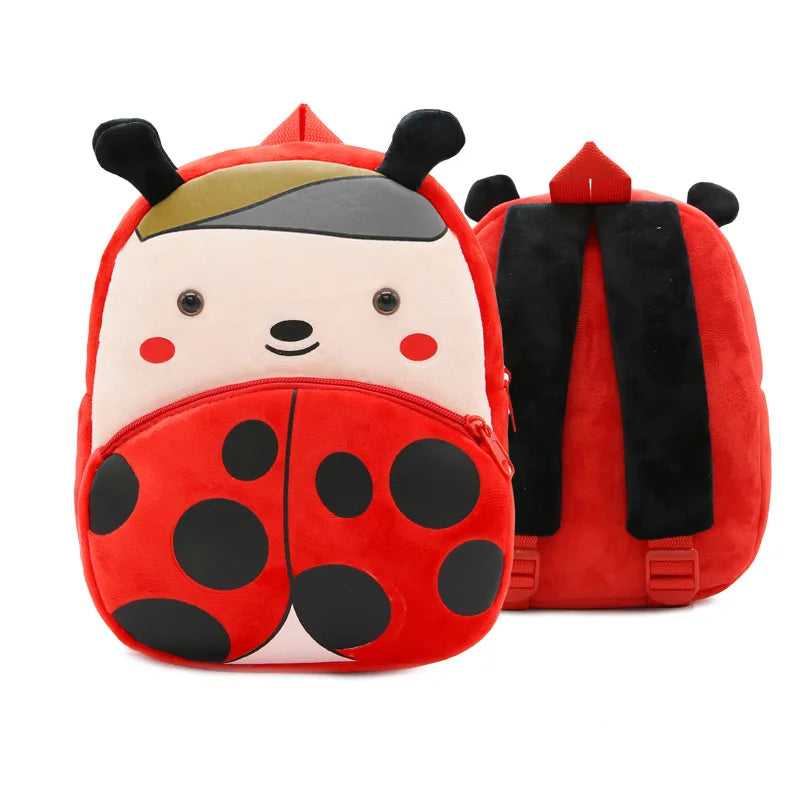 Cartoon Animal Kids Backpack Double Shoulder Plush Nursery Children Bag Customizable Printing Breathable Lightweight