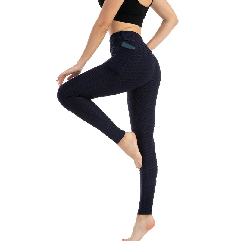 Frauen Mode Tasche Blase Hosen Stretchy Schlank Leggings Gym Laufen Radfahren Fitness Hosen Hohe Taille Hip Lift Leggings Weibliche