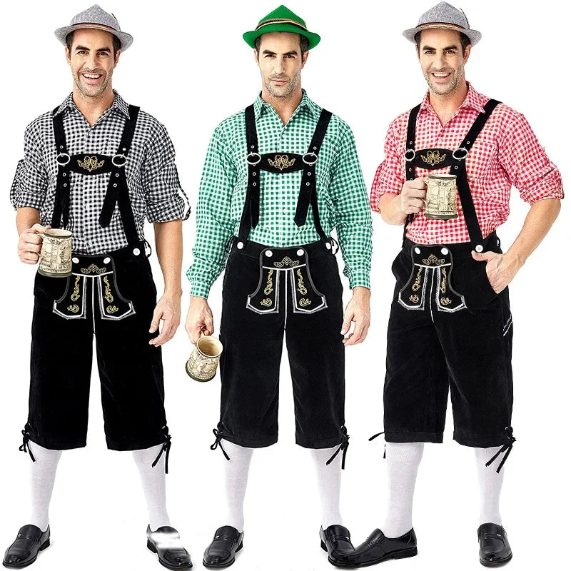 Männer Bayerisches Bier Männliches Hemd Strampler Shorts Set Cosplay Kostüm Deutsches Oktoberfest Kostüme Halloween Festival Party Outfit